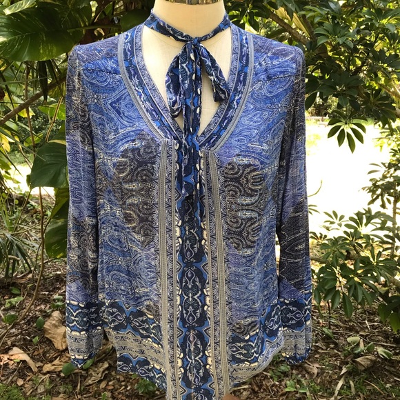 Lucky Brand Tops - Lucky Brand Sheer Paisley Long Sleeve Blouse Top